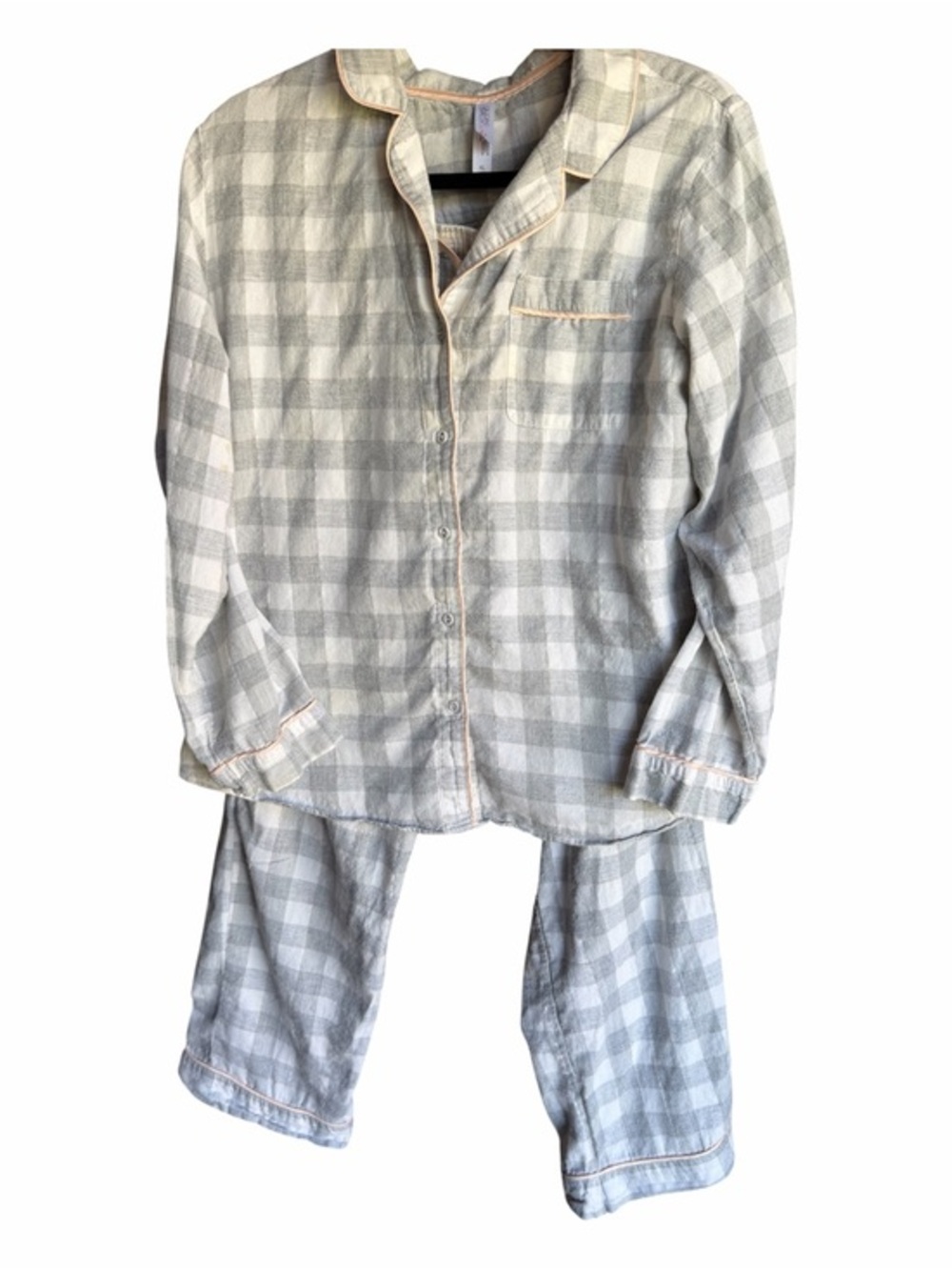Gilligan & O'Malley Gray & Pink with Metallic Thread Gingham Classic Pajama Set